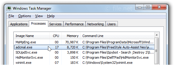 Windows Task Manager with adcmal