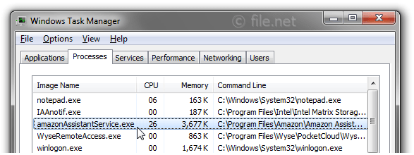 Windows Task Manager with amazonAssistantService
