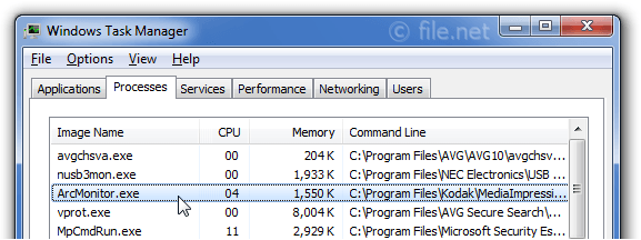 Windows Task Manager with ArcMonitor