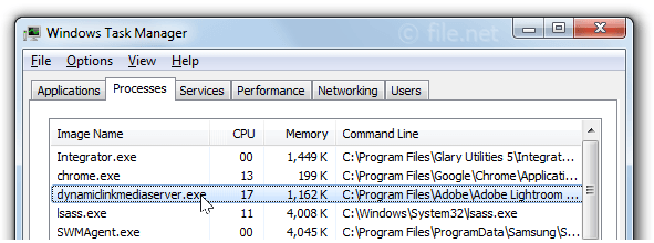 Windows Task Manager with dynamiclinkmediaserver