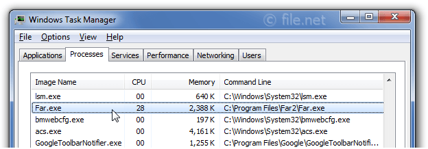 Windows Task Manager with Far