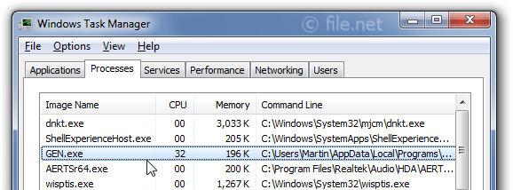 Windows Task Manager with GEN