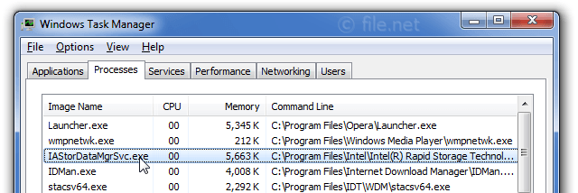 Windows Task Manager with IAStorDataMgrSvc