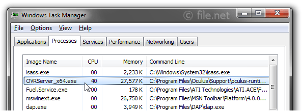 Windows Task Manager with OVRServer_x64