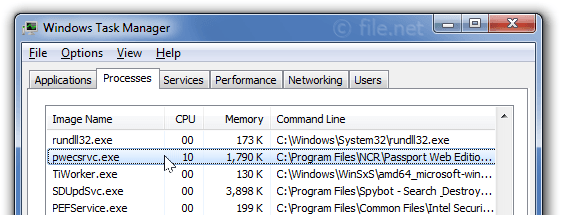 Windows Task Manager with pwecsrvc