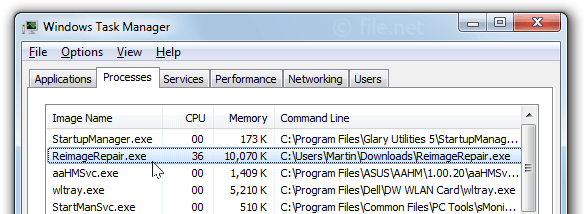 Windows Task Manager with ReimageRepair