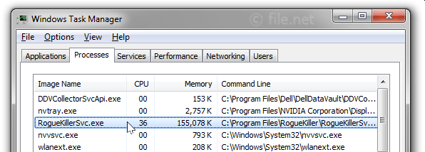 Windows Task Manager with RogueKillerSvc