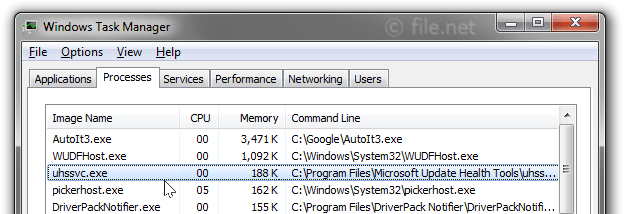 Windows Task Manager with uhssvc
